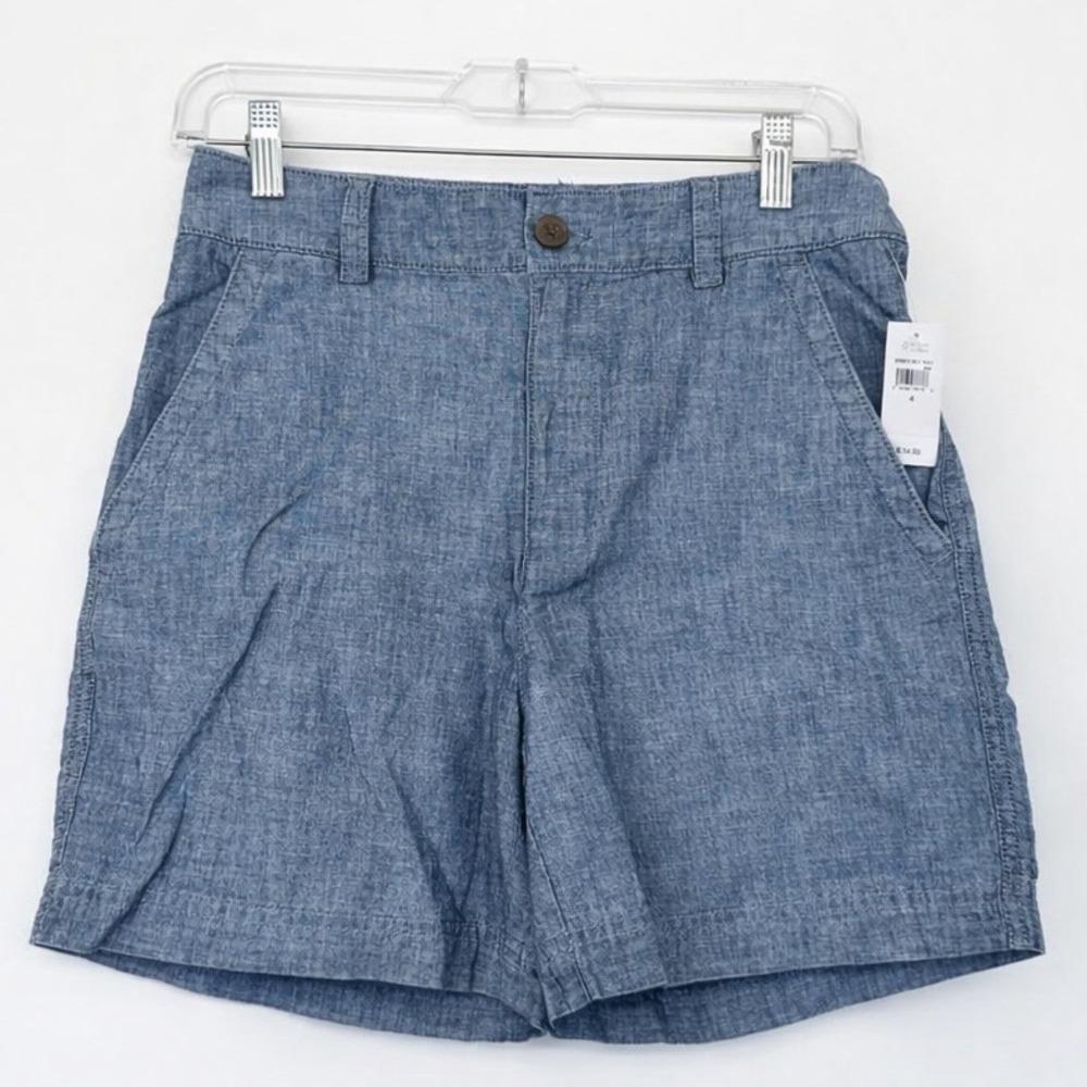 Gap Girlfriend Blue Chambray Shorts Size 4 NWT Cotton Summer Casual Classic